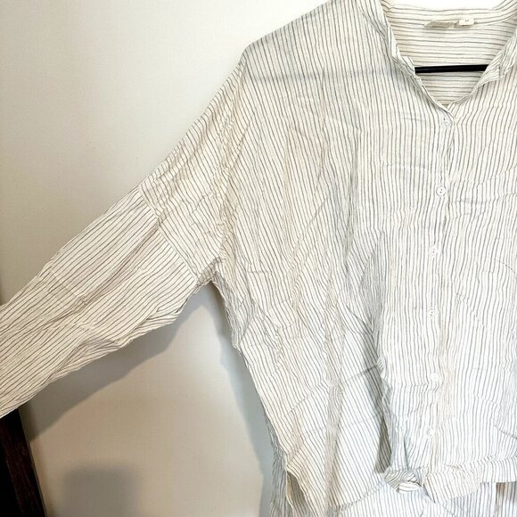 Eileen Fisher The Fisher Project Casual High Low Striped Button Down Top - Size - Picture 4 of 5